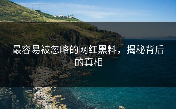 最容易被忽略的网红黑料，揭秘背后的真相