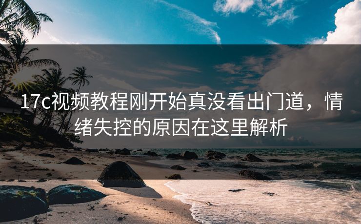 17c视频教程刚开始真没看出门道，情绪失控的原因在这里解析