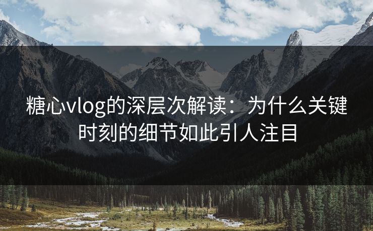 糖心vlog的深层次解读：为什么关键时刻的细节如此引人注目