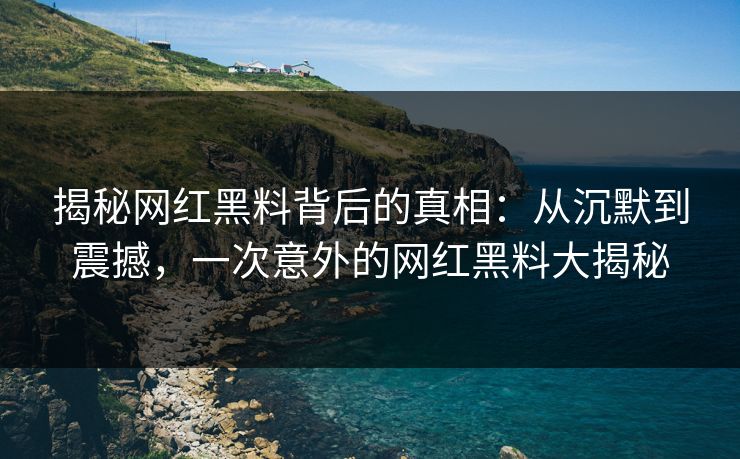 揭秘网红黑料背后的真相：从沉默到震撼，一次意外的网红黑料大揭秘