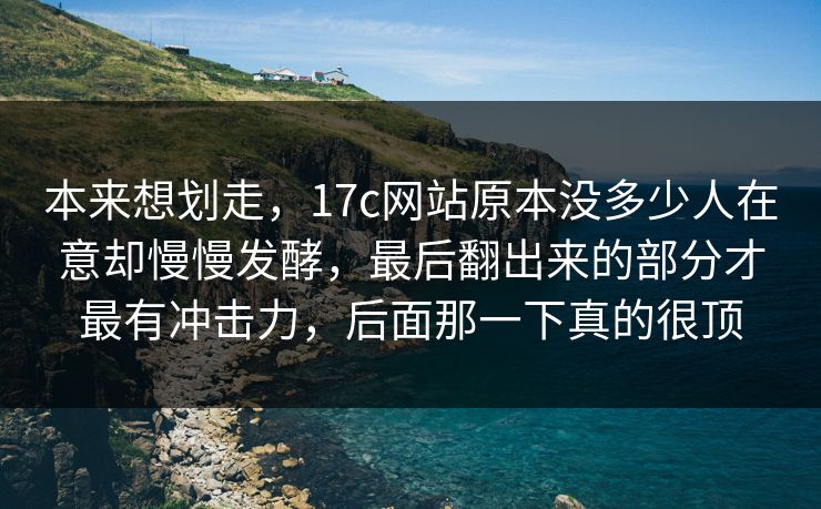 本来想划走，17c网站原本没多少人在意却慢慢发酵，最后翻出来的部分才最有冲击力，后面那一下真的很顶