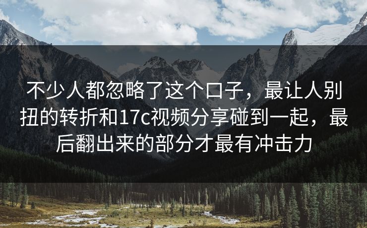 不少人都忽略了这个口子，最让人别扭的转折和<strong>17C</strong>视频分享碰到一起，最后翻出来的部分才最有冲击力