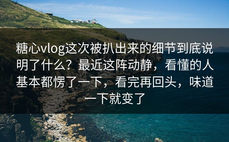 糖心vlog这次被扒出来的细节到底说明了什么？最近这阵动静，看懂的人基本都愣了一下，看完再回头，味道一下就变了