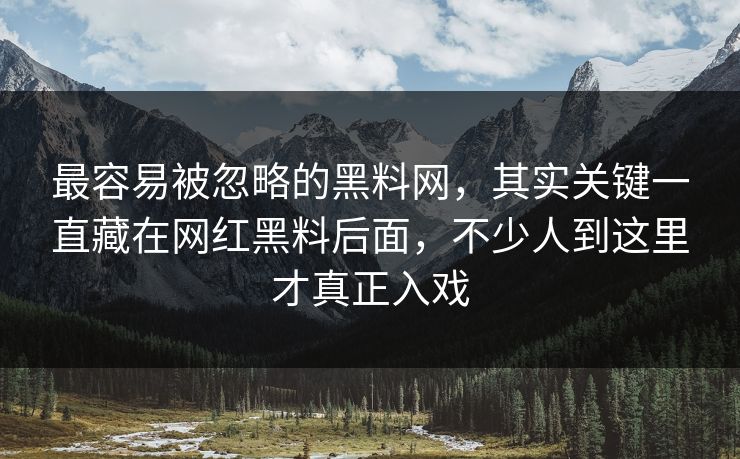 最容易被忽略的黑料网，其实关键一直藏在网红黑料后面，不少人到这里才真正入戏