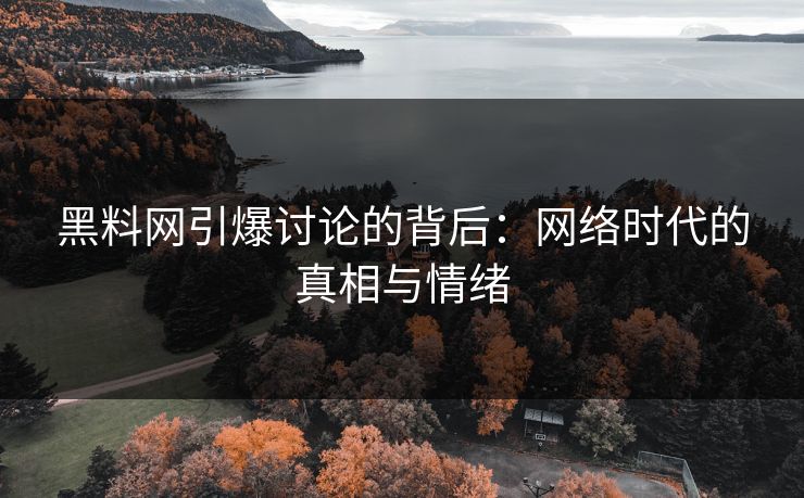 黑料网引爆讨论的背后：网络时代的真相与情绪